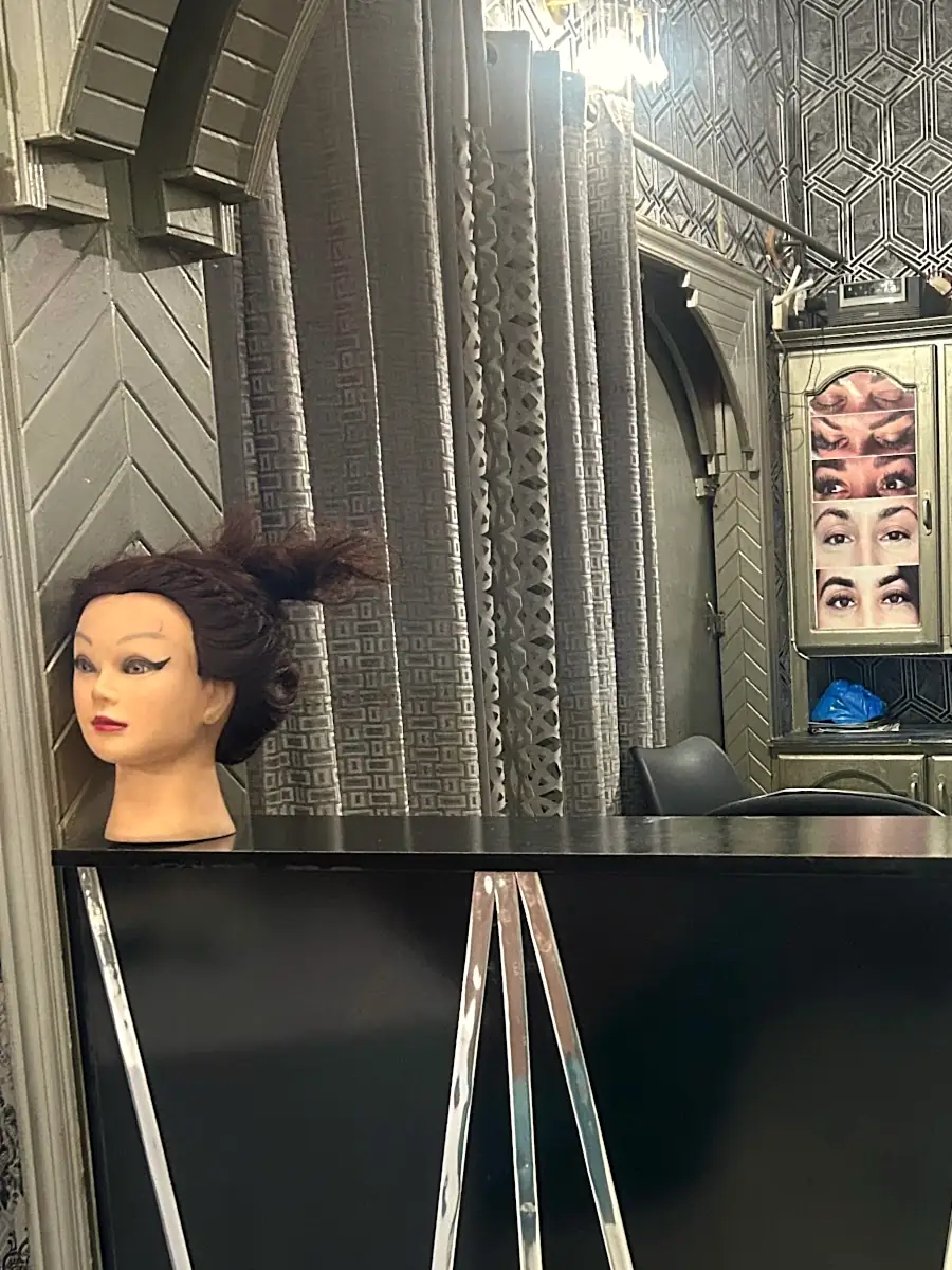 A practice head on the counter